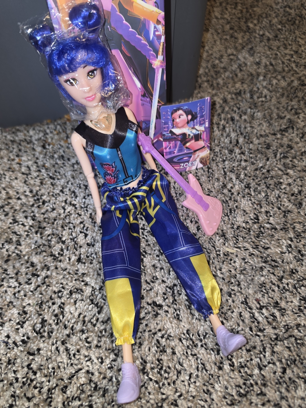 Blue-Haired Rocker Doll with Pink Guitar